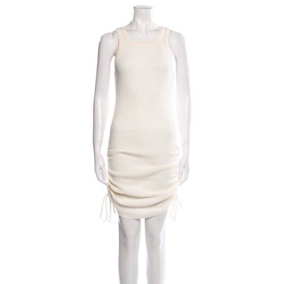 THE RANGE Jumbo Stark Waffle Knit Ruched Sides Cream Sleeveless Dress Size L NWT - Picture 1 of 8
